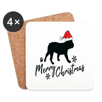 Merry Christmas Frenchie - Coasters (set of 4) - white - Front