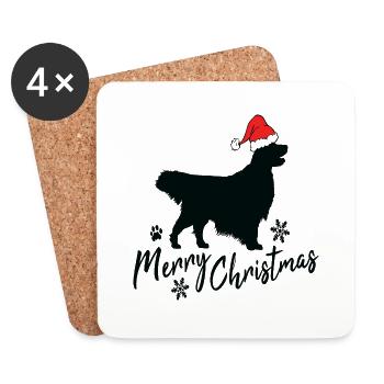 Merry Christmas Golden Retriever - Coasters (set of 4) - white - Front