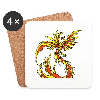 Illustration d’un phénix, style vectoriel - Dessous de verre (lot de 4) - blanc - Devant