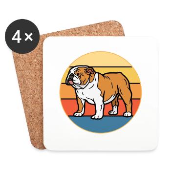 Bulldog Dog Breed Vintage Retro Sunset - Dessous de verre (lot de 4) - blanc - Devant