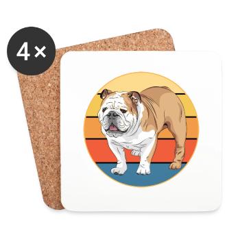 Bulldog Dog Breed Vintage Retro Sunset - Coasters (set of 4) - white - Front