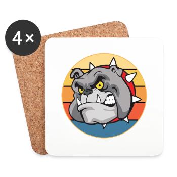 Bulldogge Hunderasse Vintage Retro Sonnenuntergang - Untersetzer (4er-Set) - Weiß - Vorne