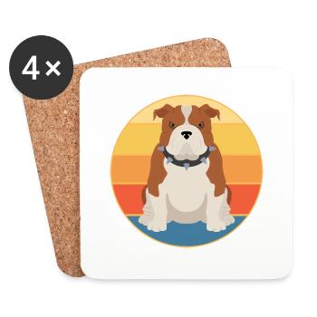 Bulldog Dog Breed Vintage Retro Sunset - Dessous de verre (lot de 4) - blanc - Devant