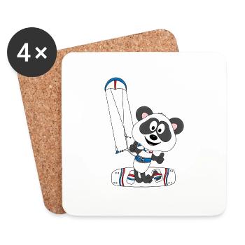 PANDA - KITESURFER - KITEN - KITE - KITESURFEN - Untersetzer (4er-Set) - Weiß - Vorne