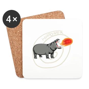 hippo power - Coasters (set of 4) - white - Front