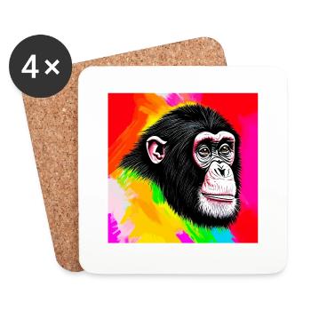 Illustration of a portrait of a chimpanzee - Coasters (set of 4) - white - Front