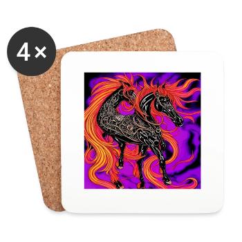 Abstract illustration of a horse - Coasters (set of 4) - white - Front