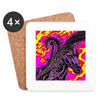 Abstract illustration of a horse - Coasters (set of 4) - white - Front