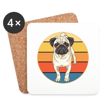 Français Bulldog Dog Breed Vintage Retro Sunset - Dessous de verre (lot de 4) - blanc - Devant