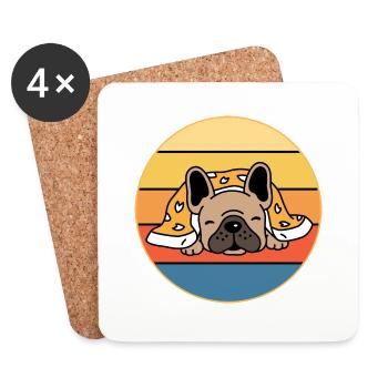 Français Bulldog Dog Breed Vintage Retro Sunset - Dessous de verre (lot de 4) - blanc - Devant