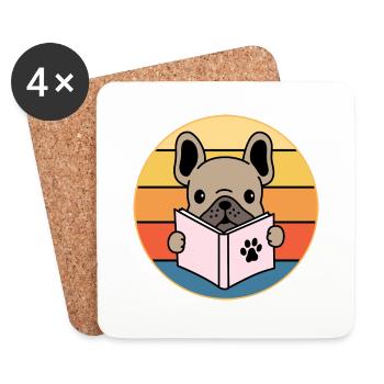 Français Bulldog Dog Breed Vintage Retro Sunset - Dessous de verre (lot de 4) - blanc - Devant