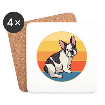 Bouledogue Français Chien Race Vintage Rétro Coucher de soleil - Dessous de verre (lot de 4) - blanc - Devant
