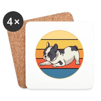 Französische Bulldogge Hunderasse Vintage Retro Sonnenuntergang - Untersetzer (4er-Set) - Weiß - Vorne