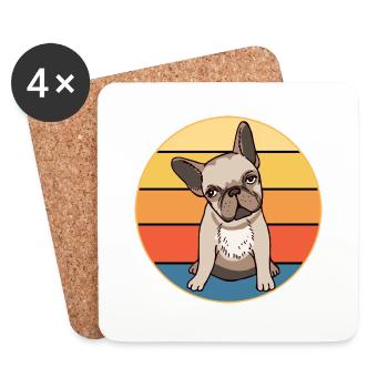 Französische Bulldogge Hunderasse Vintage Retro Sonnenuntergang - Untersetzer (4er-Set) - Weiß - Vorne