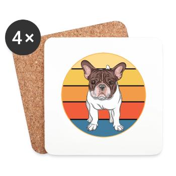 Bouledogue Français Chien Race Vintage Rétro Coucher de soleil - Dessous de verre (lot de 4) - blanc - Devant