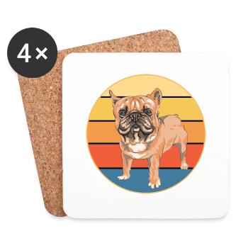 Bouledogue Français Chien Race Vintage Rétro Coucher de soleil - Dessous de verre (lot de 4) - blanc - Devant