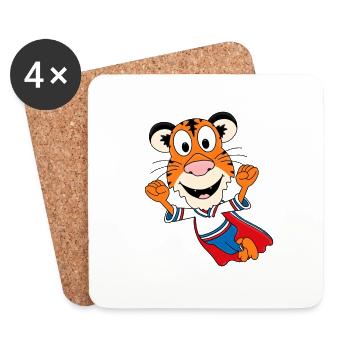 TIGER - SUPERHELD - TIER - TIERISCH - BABY - KIND - Untersetzer (4er-Set) - Weiß - Vorne
