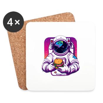 Un astronaute funky dans l’espace avec des hamburgers - Dessous de verre (lot de 4) - blanc - Devant