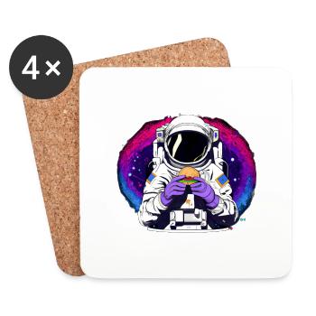Un astronaute funky dans l’espace avec des hamburgers - Dessous de verre (lot de 4) - blanc - Devant