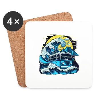 Fusion du bus et du puits - Dessous de verre (lot de 4) - blanc - Devant