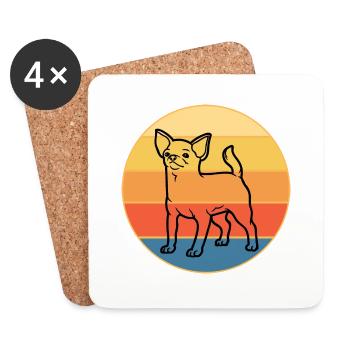 Nette Chihuahua Hunderasse Vintage Retro Sonnenuntergang - Untersetzer (4er-Set) - Weiß - Vorne