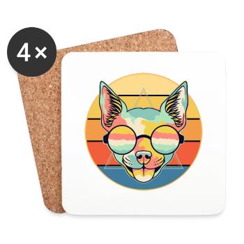 Mignon Chihuahua Dog Breed Vintage Retro Sunset - Dessous de verre (lot de 4) - blanc - Devant