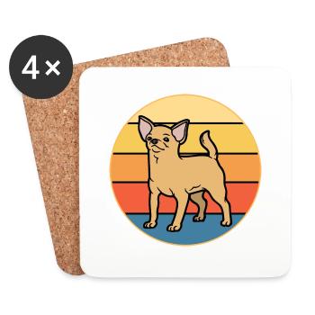 Mignon Chihuahua Dog Breed Vintage Retro Sunset - Dessous de verre (lot de 4) - blanc - Devant