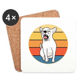 Mignon Chihuahua Dog Breed Vintage Retro Sunset - Dessous de verre (lot de 4) - blanc - Devant