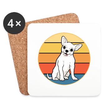 Mignon Chihuahua Dog Breed Vintage Retro Sunset - Dessous de verre (lot de 4) - blanc - Devant