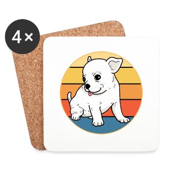 Mignon Chihuahua Dog Breed Vintage Retro Sunset - Dessous de verre (lot de 4) - blanc - Devant