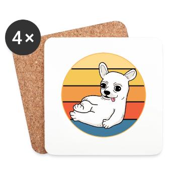 Mignon Chihuahua Dog Breed Vintage Retro Sunset - Dessous de verre (lot de 4) - blanc - Devant