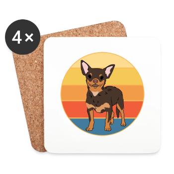 Mignon Chihuahua Dog Breed Vintage Retro Sunset - Dessous de verre (lot de 4) - blanc - Devant