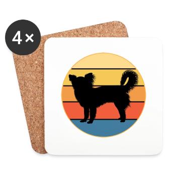 Mignon Chihuahua Dog Breed Vintage Retro Sunset - Dessous de verre (lot de 4) - blanc - Devant