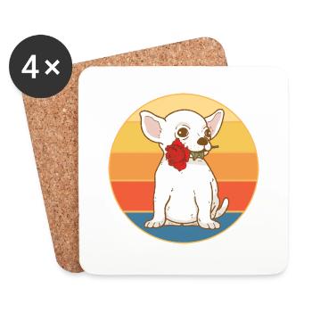 Mignon Chihuahua Dog Breed Vintage Retro Sunset - Dessous de verre (lot de 4) - blanc - Devant
