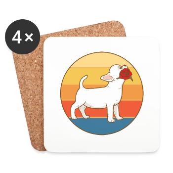 Nette Chihuahua Hunderasse Vintage Retro Sonnenuntergang - Untersetzer (4er-Set) - Weiß - Vorne