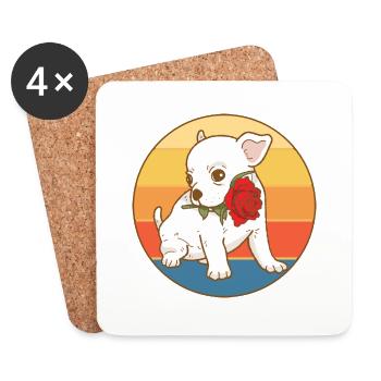 Nette Chihuahua Hunderasse Vintage Retro Sonnenuntergang - Untersetzer (4er-Set) - Weiß - Vorne