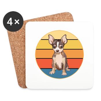 Mignon Chihuahua Dog Breed Vintage Retro Sunset - Dessous de verre (lot de 4) - blanc - Devant