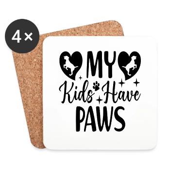 My Kids Have Paws - Untersetzer (4er-Set) - Weiß - Vorne