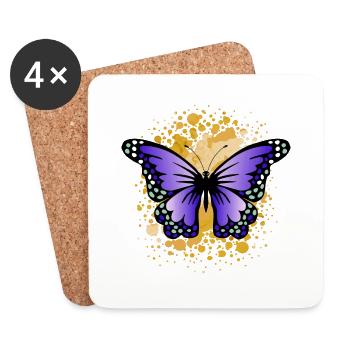Schmetterling - Untersetzer (4er-Set) - Weiß - Vorne