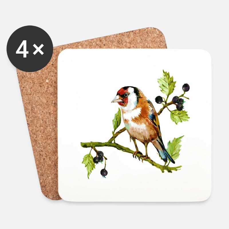 Bunter Vogel - Untersetzer (4er-Set) - Weiß