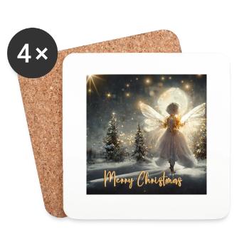 Beautiful Christmas angel on Christmas night - Coasters (set of 4) - white - Front