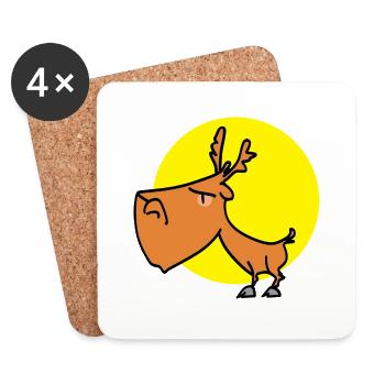 stubborn reindeer - Coasters (set of 4) - white - Front