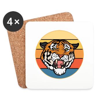 Tiger Big Cat Vintage Retro Sunset - Dessous de verre (lot de 4) - blanc - Devant