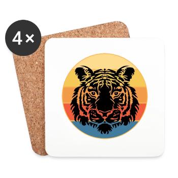 Tiger Big Cat Vintage Retro Sunset - Dessous de verre (lot de 4) - blanc - Devant