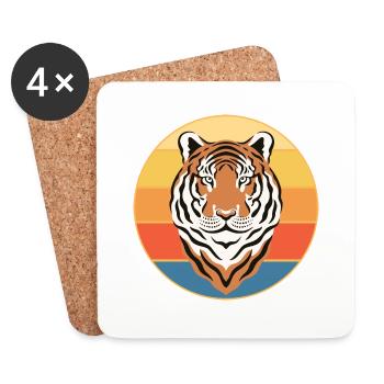 Tiger Big Cat Vintage Retro Sunset - Dessous de verre (lot de 4) - blanc - Devant