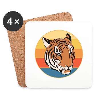 Tiger Big Cat Vintage Retro Sunset - Dessous de verre (lot de 4) - blanc - Devant