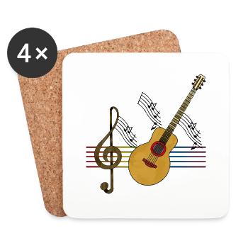 Gitarre - Untersetzer (4er-Set) - Weiß - Vorne