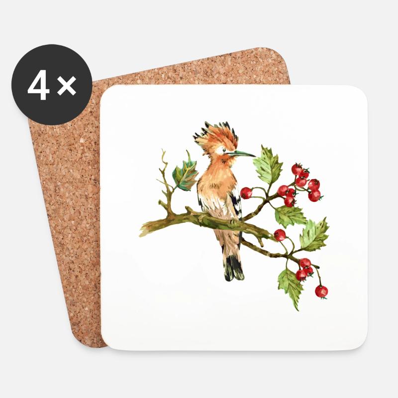 Bunter Vogel - Untersetzer (4er-Set) - Weiß