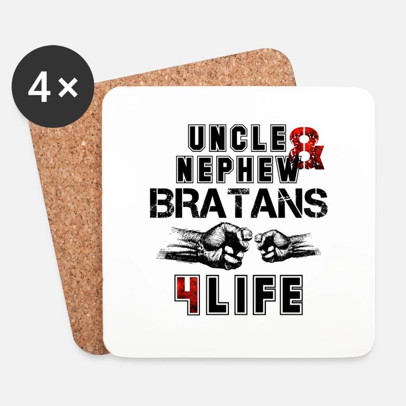 Onkel und Neffe Bratans fürs Leben Geschenk - Untersetzer (4er-Set) - Weiß