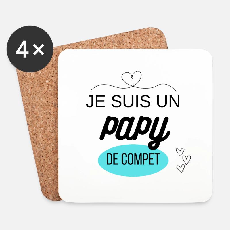 je suis un papi de compet - Dessous de verre (lot de 4) - blanc